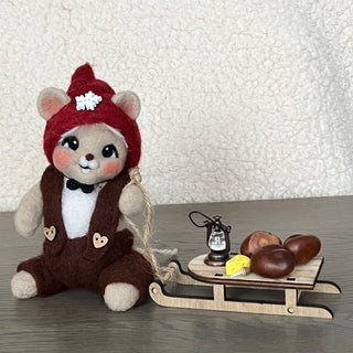 Woolen needle figurine Peder with the sledge