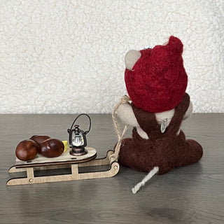 Woolen needle figurine Peder with the sledge