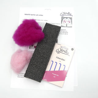 Tovet hjertevotter, komplett kit