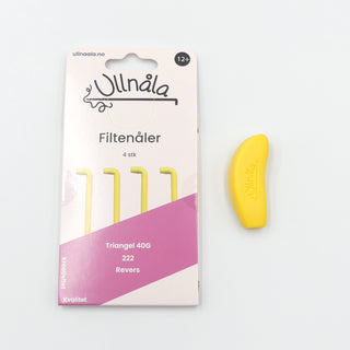 Ullnåla Filtenålholder Tett, Gul med nåler